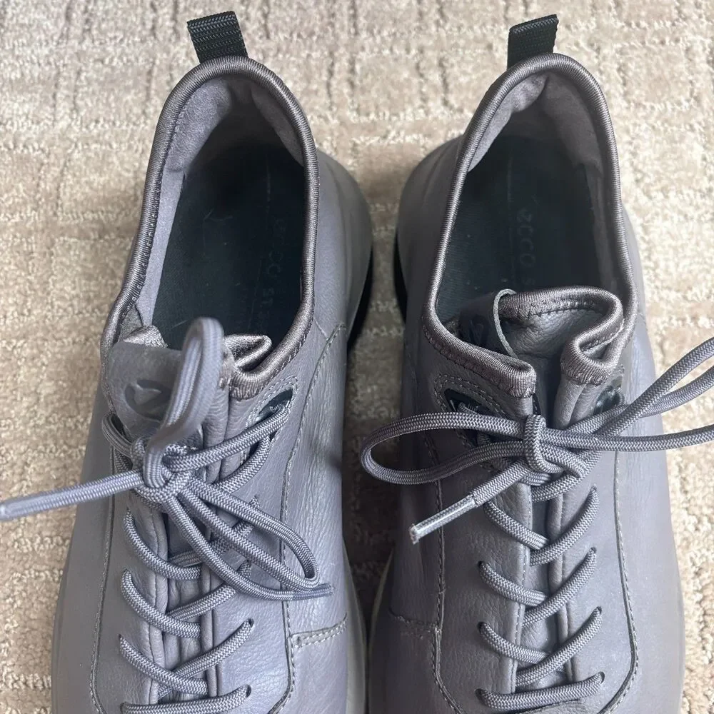 Ecco Mens ST.360 Street SlGravity Sneakers Men’s US 9-9.5 Leather Gray Lace Up